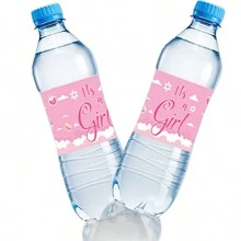 10PCS/Bag European And American Gender Reveal Baby Reveal Party Game Card Baby Shower Birthday Party Pink Water Bottle Sticker