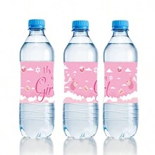 10PCS/Bag European And American Gender Reveal Baby Reveal Party Game Card Baby Shower Birthday Party Pink Water Bottle Sticker