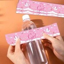 10PCS/Bag European And American Gender Reveal Baby Reveal Party Game Card Baby Shower Birthday Party Pink Water Bottle Sticker