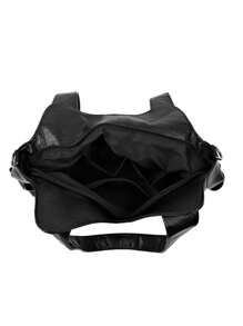 新款秋冬单肩手提包大容量手提包单肩斜跨包拉链装饰纯色休闲手提包蝙蝠包户外休闲包旅行包百搭通勤包 - 黑色 - 查看 4