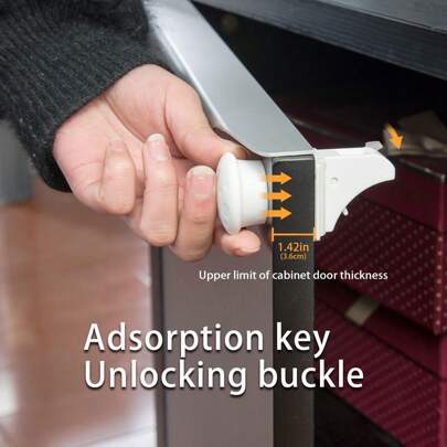 3M 一套11件（4个锁+1把钥匙+1个安装支架）免钻孔多功能橱柜门锁，防止宝宝接触橱柜和抽屉，适合婴儿派对、家庭装饰和礼物。