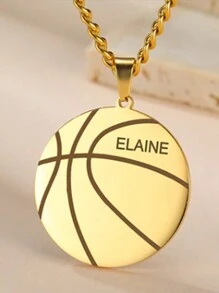 1pc Custom Engraved Name Necklace, Personalized Men/Women Stainless Steel Letter Necklace, Fashion Customized Basketball Engraved Name Number Basketball Necklace, Sports Style, Anniversary Gift, Casual, Vintage, Old Money, Contract, Simple Customization, Personalized, Mother's Day Gift
