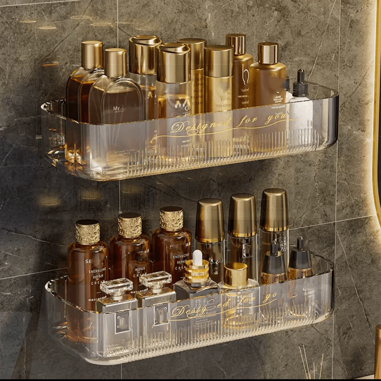 1 件浴室壁挂式收纳篮，无需钻孔的储物架，适用于浴室、厨房、梳妆台 - 彩色 - 查看 1