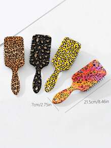 1 Pente Escova para Couro Cabeludo Massageador de Tamanho Grande com Estampa de Leopardo, Almofada de Ar Suave para Cabelos Cacheados, Dia dos Namorados