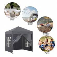 CLIPOP Pabellón emergente de 3 x 3 m, pabellón plegable para exteriores con 4 paredes laterales y bolsa de transporte, pabellón de jardín con protección UV para bodas, exteriores, camping, playa