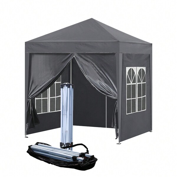 CLIPOP Pabellón emergente de 3 x 3 m, pabellón plegable para exteriores con 4 paredes laterales y bolsa de transporte, pabellón de jardín con protección UV para bodas, exteriores, camping, playa