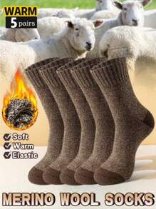 5pcs/1 Upgraded Set Thick, Warm, Breathable & Odor-Resistant Crew Socks For Men & Women, Comfortable For Daily Life, Sports & Extreme Cold Weather
