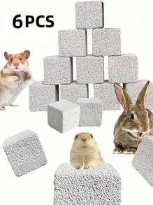 6 piezas de piedras cuadradas para roer de hámsteres, mascotas para conejos, cobayas, gatos, suministros para animales pequeños