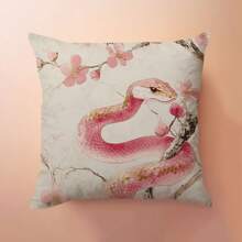1 个 17.7 英寸 X17.7 英寸 (45x45cm) 春节粉红蛇、樱花与牡丹印花图案枕套，中国新年快乐（单面印花），家居装饰靠垫套，适用于沙发、床、汽车，适用于日常使用、奢华简约、自用等。 - 彩色 - 查看 9