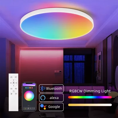 CANMEIJIA 1pc LED Ceiling Light, Minimalist Design, 110V/220V, RGB Lighting, Remote Control, Suitable For Living Room Lighting, Ultra-Thin Ceiling Lamp