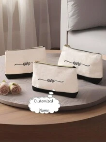 Customize Your Exclusive Name And Text, Light Canvas Waterproof Zipper For Opening Red Envelopes, Large Capacity Coin Wallet, Pen Case, Suitable For Shopping, Dating, Vacation, Travel, Festivals, Gatherings, Gifts, Suitable For Giving To Ladies, Mothers, Teachers, Nurses, Etc