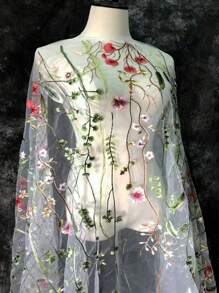 Tela de tul con bordado floral 3D, tela de encaje para hacer vestidos DIY y manualidades - Multicolor - Ver 1