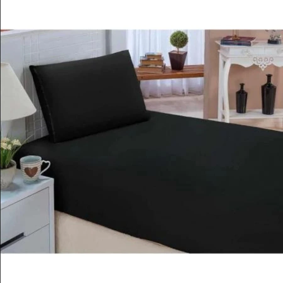 2-Piece Plain Hypoallergenic Single Bed Sheet Set - Various Colors - 黑色 - 查看 1