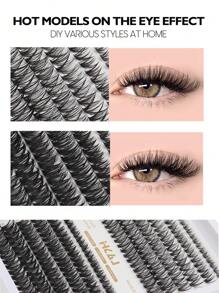 30+60D 合成貂毛睫毛，240 股/簇，0.07 毫米 D 卷曲，9-16 毫米混合天然睫毛延长，3D 俄罗斯卷单根睫毛簇，化妆工具 - DD - 查看 3