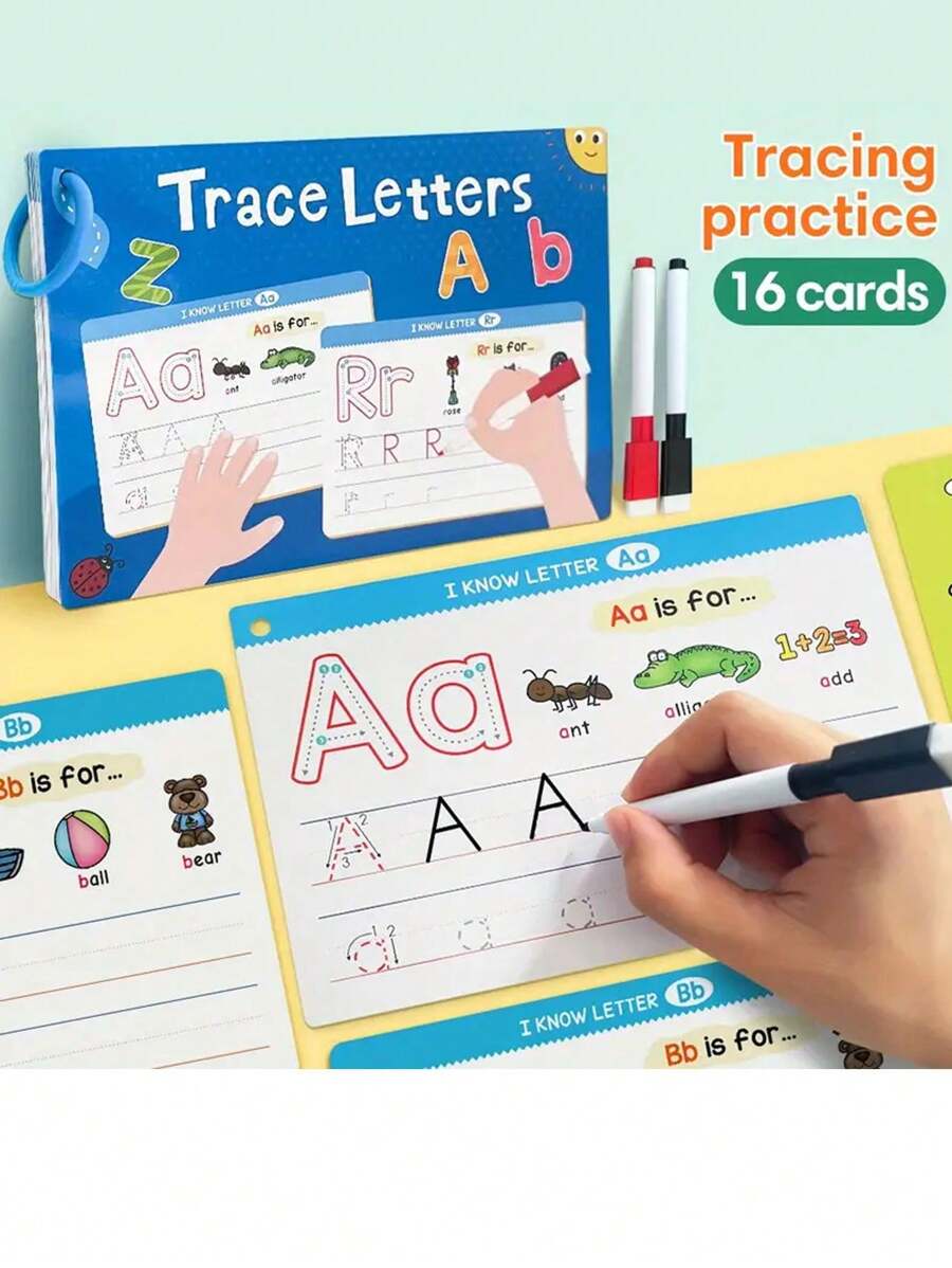 AZ Uppercase & Lowercase Letters Tracing And Wipe Clean Flashcard Set