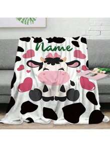 1 件个性化法兰绒牛毯，定制图像和文字装饰毯，适用于沙发、客厅、卧室家居装饰，超厚柔软，四季皆宜，家人和朋友的礼物