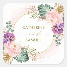 Gepersonaliseerde bloemenstickers voor bruiloften - Aanpasbare labels om namen en data toe te voegen aan bedankjes, uitnodigingen en geschenkdozen, perfect om een uniek tintje te creëren op uw grote dag