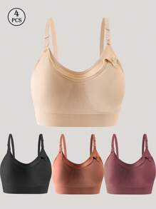 4 件装孕妇哺乳前开式胸罩，舒适哺乳胸罩 - 彩色 - 查看 10