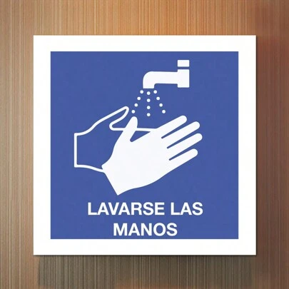  Señalamiento: "Favor de lavarse las manos". Impreso sobre plástico estireno calibre 40, ideal para interior o exterior. Medidas: 20 cm x 20 cm. Señalética, Letrero, Señal.