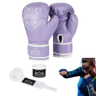 1 双 PU 皮革青少年和成人男女通用拳击手套，专业训练沙袋手套，适用于跆拳道、MMA、泰拳、跆拳道、格斗、陪练