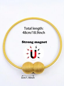 1 cái/2 cái/4 cái Dây buộc rèm cửa hình tròn tối giản từ tính, nhiều màu sắc và kích cỡ, thích hợp để cố định rèm cửa - Kiểu dây lúa mì - Xem 4