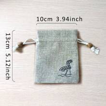3pcs/5pcs Festival Party Gift Packaging Bags, Vintage Style Antique Jewelry Storage Pouches, Jewelry Accessories, Earphones Storage Drawstring Linen-Like Bags, Valentine Gift