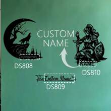 1 pieza Cartel personalizado de Lobo aullando en la Luna Creciente y Bosque, Arte de Pared Metálico de Lobo en la Luna, Decoración de Pared, Decoración del Hogar, Guerrera Femenina con Espada y Escudo, Decoración del Hogar Única, Regalo Personalizado, Regalo para Papá