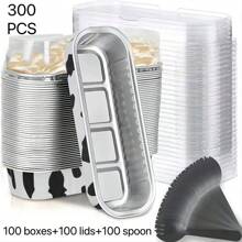 300PCS Mini Loaf Pan (With Lid And Spoon), Pink Gold Black Gold, 6.8 Ounces, Rectangular Foil Baking Pan - 彩色 - 查看 10