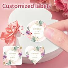 Gepersonaliseerde bloemenstickers voor bruiloften - Aanpasbare labels om namen en data toe te voegen aan bedankjes, uitnodigingen en geschenkdozen, perfect om een uniek tintje te creëren op uw grote dag