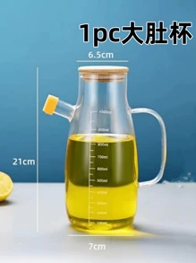 1pc Glass Oil Pot For Home Kitchen, Non-Drip Oil Bottle, Sauce/Vinegar/Seasoning Dispenser - Transparent - View 6