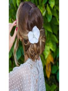 Small White Orchid Wreath Flower Hairband Bride - trắng - Xem 3