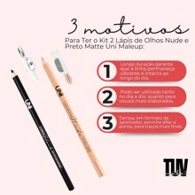 Kit 2 Eye Pencils With Sharpener Black And Nude Matte Effect - 套件 2 種顏色 - 查看 4