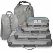 NEWHEY 压缩收纳袋旅行收纳袋 6 件套防水收纳袋适用于旅行必需品收纳袋带鞋袋、内衣袋、洗衣袋 - 查看 4