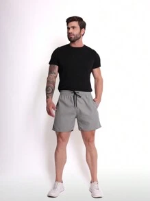Men's Linen Shorts Beachwear Casual Party - Màu xám đen - Xem 4