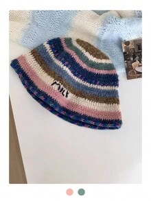 1 chiếc mũ len thủ công Atmosphere Sense, mũ len ngư dân màu tương phản hợp thời trang, đa năng và tôn dáng cho phụ nữ, phụ kiện mùa thu/đông ấm áp, mũ len Giáng sinh mùa đông - Nhiều màu - Xem 12