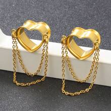 2 Stücke 316L Edelstahl Herz Ketten Ohrtunnel Plugs Piercings Frauen Körperschmuck Expander Spreizer Elegant