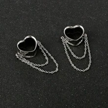 2 Stücke 316L Edelstahl Herz Ketten Ohrtunnel Plugs Piercings Frauen Körperschmuck Expander Spreizer Elegant