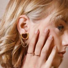 2 Stücke 316L Edelstahl Herz Ketten Ohrtunnel Plugs Piercings Frauen Körperschmuck Expander Spreizer Elegant