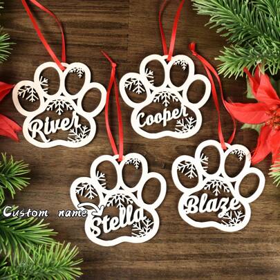 1 Pc Personalized Dog Paw Ornament, Custom Cat Christmas Ornament, Pet Animal Memorial Ornament, Gift For Dog Mom,Christmas Gift For Women