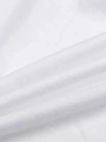 Áo sơ mi tay ngắn cổ tròn nhỏ, giản dị, mềm mại, tối giản, dệt kim mùa hè cho bé trai - trắng - Xem 9