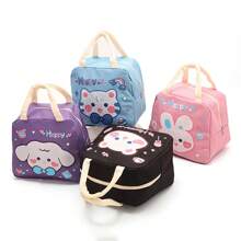 1 件卡通午餐盒保温袋，带餐具和饮料储存的保温午餐袋，牛津布铝箔野餐袋，时尚可爱卡通午餐手提包，适合工作、学校、户外、波西米亚风