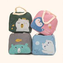 1 件卡通午餐盒保温袋，带餐具和饮料储存的保温午餐袋，牛津布铝箔野餐袋，时尚可爱卡通午餐手提包，适合工作、学校、户外、波西米亚风