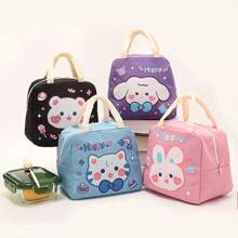 1 件卡通午餐盒保温袋，带餐具和饮料储存的保温午餐袋，牛津布铝箔野餐袋，时尚可爱卡通午餐手提包，适合工作、学校、户外、波西米亚风
