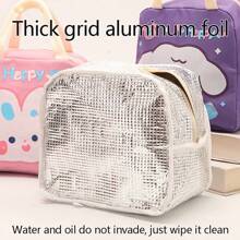 1 件卡通午餐盒保温袋，带餐具和饮料储存的保温午餐袋，牛津布铝箔野餐袋，时尚可爱卡通午餐手提包，适合工作、学校、户外、波西米亚风