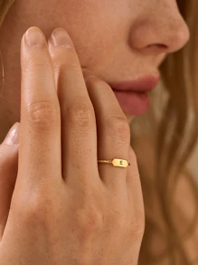 Personalized Mini Oval Bar Ring, Custom Engrave Ring, Minimal Initial Ring, Name Ring, Stackable Engraved Rings, Birthday Gift For Mom