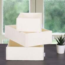 Well Home Ensemble d'organisateurs de bureau plats (3 pièces) Crème