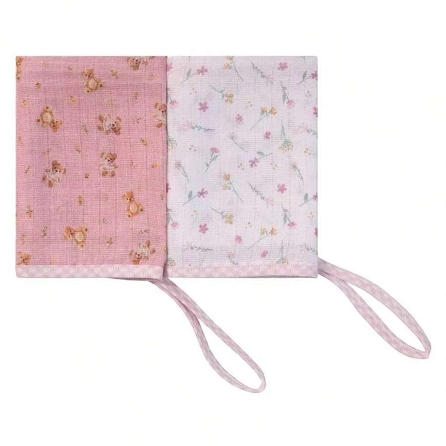 Kit 2 Soft Mouth Cloth Diaper Pacifier Clip Cotton Baby - 淺粉色 - 查看 1