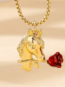 时尚花卉与动物不对称耳环和柔软项链套装，优雅珠宝配饰礼物，适合女性、派对和工作 - 彩色 - 查看 4