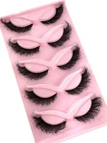 5 Pairs Fox Eye-Inspired Long Natural Lush Angel False Eyelashes, Create A Captivating Natural Look - Cat Eye Lashes - View 7