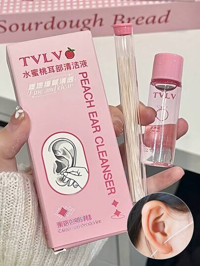 Peach Ear Cleaning Solution Deodorizing Odor And Dirt Care Solution Antiblocking Thread Ear Piercing Cleaning Thread Set,School,Back To School,Travel,Travel Essentials,Home Essentials,Ear Cleaner